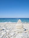 Round pebbles beach in Greece. Natural beauty.