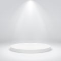 Round pedestal. Winner podium champion circular base first place trophy award win, mockup empty white stair Royalty Free Stock Photo