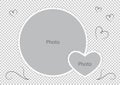 Round photo frames with heart for family album Royalty Free Stock Photo