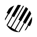 Round piano keys logo black white music sign