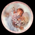 Round picture for decoupage depicting a Little girl.