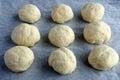 Round pieces of Bread Rolls dough