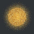 Round pile of gold tinsel on black background