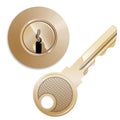 Round Pin tumbler lock and key