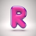 Round pink glossy font 3d rendering letter R