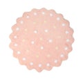 Round pink rug with polka dot pattern isolated on white, top view Royalty Free Stock Photo