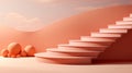 A round pink stairs next to a pink wall