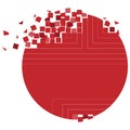 Round pixel red logo vector template design icon. Pixel circle