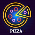 Round pizza logo, flat style