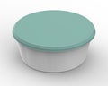 Round plastic container with blank label, illustrator mockup. Food product package, mock-up. Royalty Free Stock Photo