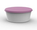 Round plastic container with blank label, illustrator mockup. Food product package, mock-up. Royalty Free Stock Photo