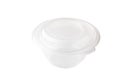 Round plastic container on a white background, food packaging