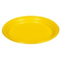 Round plastic disposable yellow plate for fast food or picnic