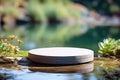 Round Platform on Serene Pond with Clear Blue Water