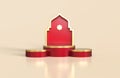 Round podium with mosque ornament. islamic ramadan design concept -3D Rendering Royalty Free Stock Photo