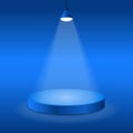 Round podium with spotlights. Royalty Free Stock Photo