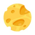 Round porous cheese in Simple Cartoon style