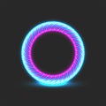 Round portal glowing blue pink neon energy ring electric effect, cyberpunk game futuristic time loop, circle shape element