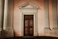 Round portico of the Empress Maria Theresa Entrance to the Rosenberg Palace . Prague Castle