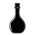 A round potion bottle is shown as a black silhouette, containing some liquid inside it Royalty Free Stock Photo