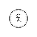 Round pound currency icon. Flat vector design