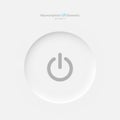 Round power button on a white background. User interface elements in the style of neumorphism, UX.