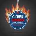 Round Price Sticker Cyber Monday Fire