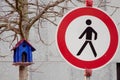 Round prohibitive road sign - Pedestrian traffic is prohibited Royalty Free Stock Photo
