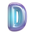 Round purple and blue font, balloon like letters and numbers, 3d rendering letter D