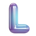 Round purple and blue font, balloon like letters and numbers, 3d rendering letter L