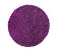 Round purple carpet on white background, top view