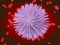 Round purple microbe with blood. Raster Royalty Free Stock Photo