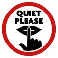 round QUIET PLEASE sign with finger on lips symbol Royalty Free Stock Photo