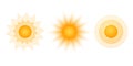 Round radial halftone of the sun shape Sunny pattern of orange rays on a white background Set Logo design element halftone Royalty Free Stock Photo