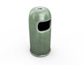 Round Recycle Bin - green color, 3D render Royalty Free Stock Photo