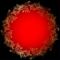 Round red background with gold ornament