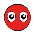 Round Red Comic Face With Big Eyes