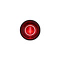 Round red power on and off button or switch with retro illumination glowing macro photography Royalty Free Stock Photo