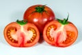 Ripe red raspberry tomatoes on white background Royalty Free Stock Photo