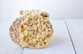 Round rice cakes and corn cakes Royalty Free Stock Photo