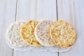 Round rice cakes and corn cakes Royalty Free Stock Photo