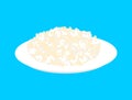 Round rice cereal in plate isolated. Healthy food for breakfast.