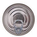 Round, ring pull tin can overhead view - isolated Royalty Free Stock Photo