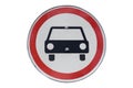 Round road sign `No motor vehicles except motorcycles` isolated