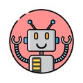 Round robot icon line style on white background