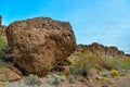 Round rock rock in the desert in a mountain valley in Arizona