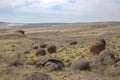 Round rocks in Ustyurt Plateau, Mangystau Region, the southwestern Kazakhstan. It used to be the bottom of the sea called Tethys Royalty Free Stock Photo