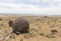 Round rocks in Ustyurt Plateau, Mangystau Region, the southwestern Kazakhstan. It used to be the bottom of the sea called Tethys Royalty Free Stock Photo