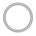 Round rope frame. Circle ropes, rounded border and decorative marine cable frame circles. Rounds cordage knot stamp or nautical Royalty Free Stock Photo