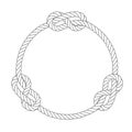 Round rope frame with knots, simple style line rope Royalty Free Stock Photo